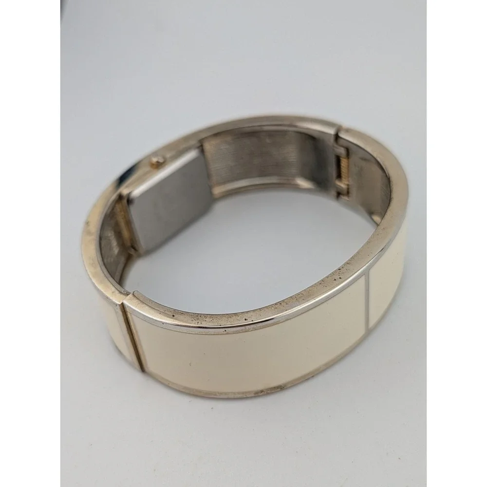 Embassy by Gruen Watch Women 20mm Case White Enamel Bangle Band- New Battery